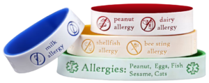 peanut allergy bracelet with multiple allergies, custom engraved allergy bracelets, emergency contact numbers, top 8 allergy bracelets, food allergy id, allergy id